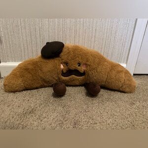 Cute Weighted Croissant Plush with Mustache and Beret